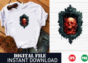 Edgy Skull Vector Design for Trendy T-Shirts, Minimalist Skull Art Graphic for Urban Streetwear, Vintage Skull Illustration, Gothic Skull