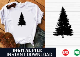 Merry Christmas Pine Tree Vector T-Shirt, Classic Christmas Tree T-Shirt Design, Festive Holiday Tree Graphic Tee, tree vector t-shirt