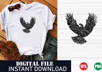 Majestic Eagle Flight Graphic Tee, Freedom Bird Vector T-Shirt, Vintage Style Eagle Illustration Tee