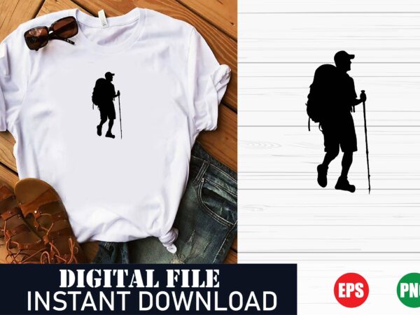 Hiking adventure silhouette t-shirt, explore the outdoors backpacking tee, man hiking silhouette graphic tee