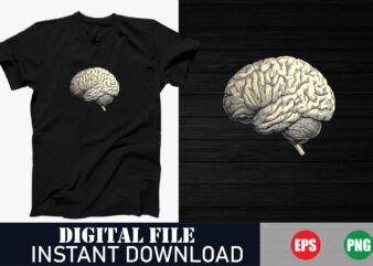 Human Brain Vector T-Shirt Design, Brain Art Graphic Tee, Abstract Brain Line Art T-Shirt, Creative Brain Vector Design