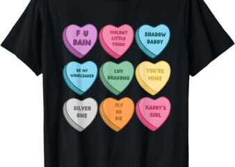 4th Wing Candy Heart Xaden Riorson Valentines Hearts T-Shirt