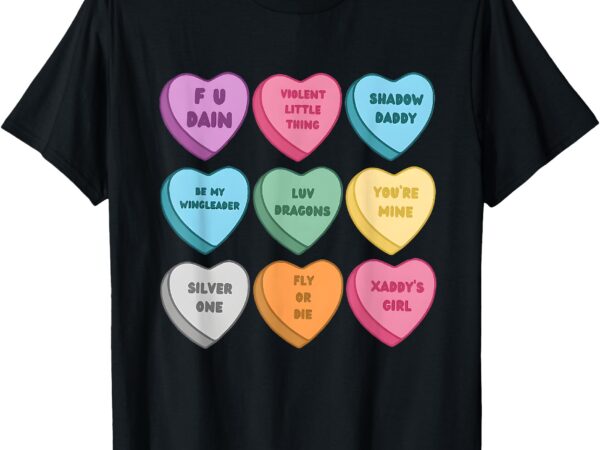 4th wing candy heart xaden riorson valentines hearts t-shirt