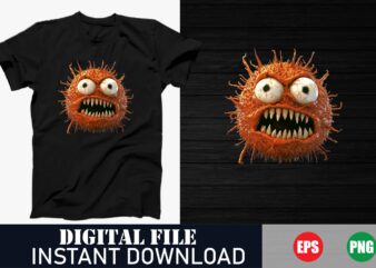 Panicked Virus T-Shirt, Scared Virus Character Tee, Anthropomorphic Virus Panic Design, Funny Virus Fear T-Shirt