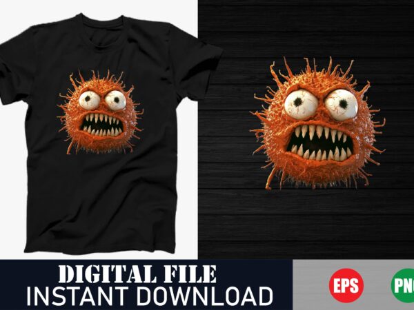 Panicked virus t-shirt, scared virus character tee, anthropomorphic virus panic design, funny virus fear t-shirt