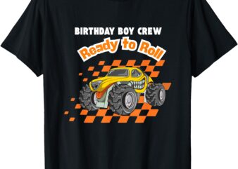 5 Year Old 5th Birthday Boy Crew Monster Truck Graphic T-Shirt