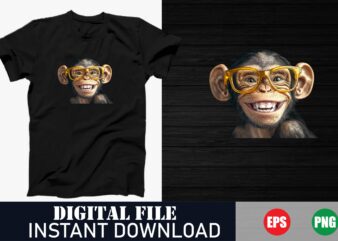 Happy Monkey Cartoon Graphic Tee, Cute Monkey Smile Face Vector T-Shirt Design, Adorable Monkey Face T-Shirt for Kids, Playful Monkey