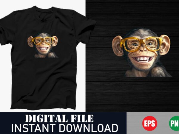 Happy monkey cartoon graphic tee, cute monkey smile face vector t-shirt design, adorable monkey face t-shirt for kids, playful monkey