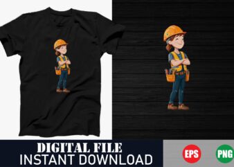 Cute Cartoon Mechanical Engineer T-Shirt Design, Funny Mechanical Engineer Cartoon T-Shirt, Geeky Cartoon Engineer T-Shirt