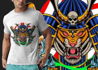 Samurai tiger - t-shirt design ( ai, eps, png, jpg )