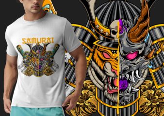 Samurai Tiger – T-shirt Design ( AI, EPS, PNG, JPG )