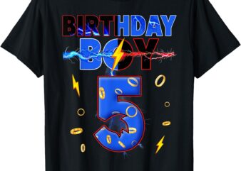 5th Birthday Shirt Boy Funny Hedgehog 5 Year Old Birthday T-Shirt