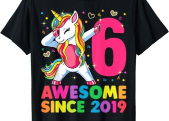 6 Years Old Unicorn Dabbing 6th Birthday Girl Unicorn Party T-Shirt