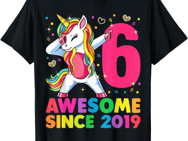 6 years old unicorn dabbing 6th birthday girl unicorn party t-shirt