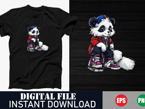 Cute cartoon panda t-shirt, kawaii panda bear graphic tee, adorable panda lover t-shirt, playful panda cartoon design