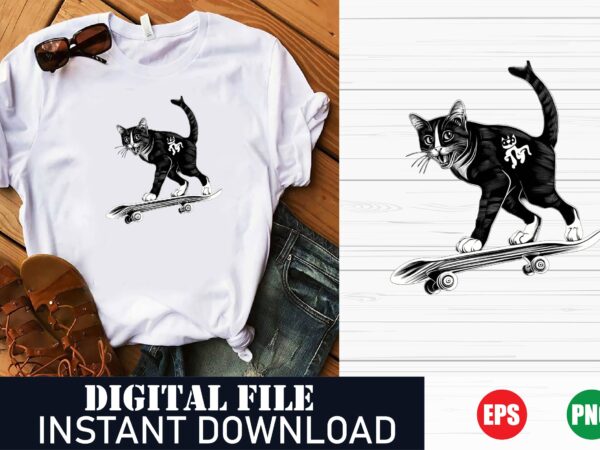 Cool cat vector t-shirt, cute kitty cat graphic tee, funny cat lover t-shirt