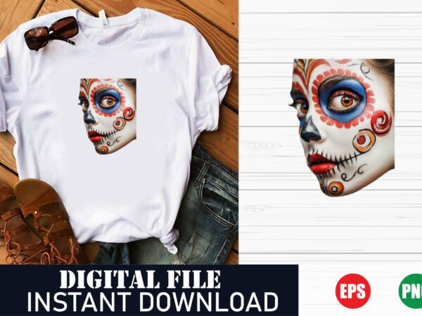 Colorful face portrait t-shirt, abstract woman face tee, vibrant art graphic t-shirt, modern face design top