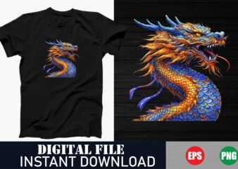 Colorful Cartoon Dragon T-Shirt, Cute Dragon Vector Tee, Fantasy Dragon Cartoon T-Shirt, Kawaii Dragon Design Tee