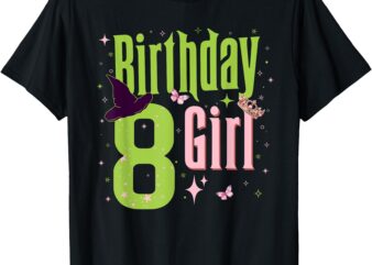 8Th Birthday Witch Pink And Green 8 Year Old Birthday Girl T-Shirt