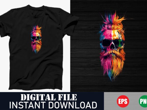 Colorful face vector t-shirt design, man with colorful face vector t-shirt, pop art face vector t-shirt design