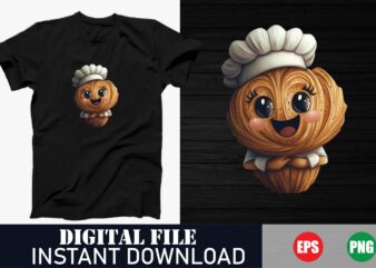 Cartoon Chef Funny Cooking T-Shirt, Cute Chef Character Vector Tee, Culinary Cartoon T-Shirt Design, Foodie Chef Gift T-Shirt