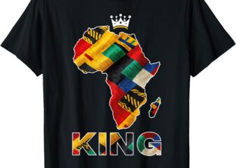 African King Map Kente Art Men Boys Black History Month T-Shirt