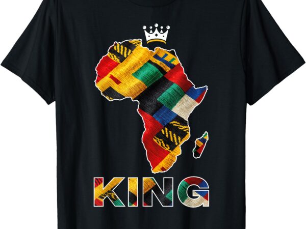 African king map kente art men boys black history month t-shirt