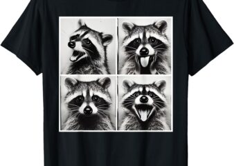 Animal Photobooth Funny Raccoon Rock On Selfie Retro Raccoon T-Shirt