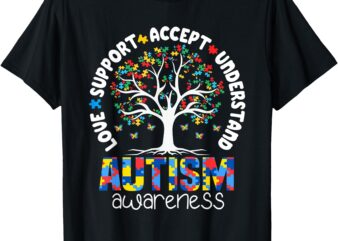 Autism Shirt Love Accept Support Autistic Autism Awareness T-Shirt