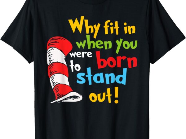 Why fit in doctor teacher cat in hat cool autism awareness t-shirt