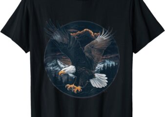 Bald Eagle Flying Across Mountains Forest American T-Shirt