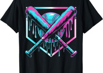 Baseball Drip For Boys Ice Cream Drip Youth Boys Baseball T-Shirt