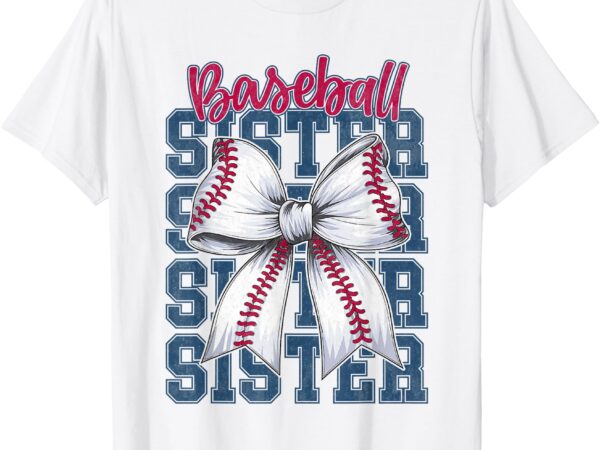 Baseball sister coquette bow biggest fan sport lovers girl t-shirt