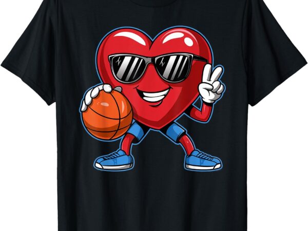 Basketball valentines day sunglass boys valentines kids men t-shirt