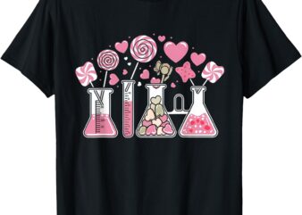 Beaker Test Tube Heart Laboratory Valentines T-Shirt