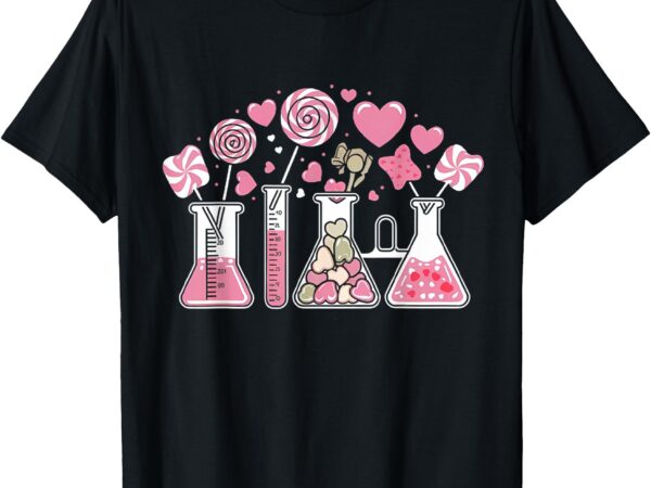 Beaker test tube heart laboratory valentines t-shirt