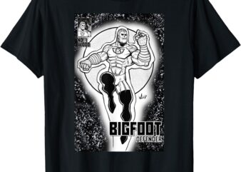 Bigfoot Defender black and white art T-Shirt