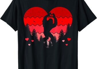 Bigfoot Heart Valentine’s Day Love Sasquatch Funny Bigfoot T-Shirt