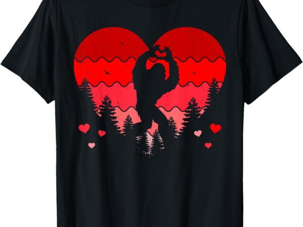 Bigfoot heart valentine’s day love sasquatch funny bigfoot t-shirt