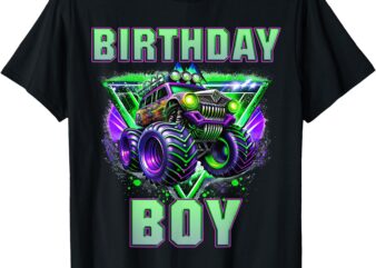 Birthday Boy Monster Truck Are My Jam Shirt Bday Party Kids T-Shirt