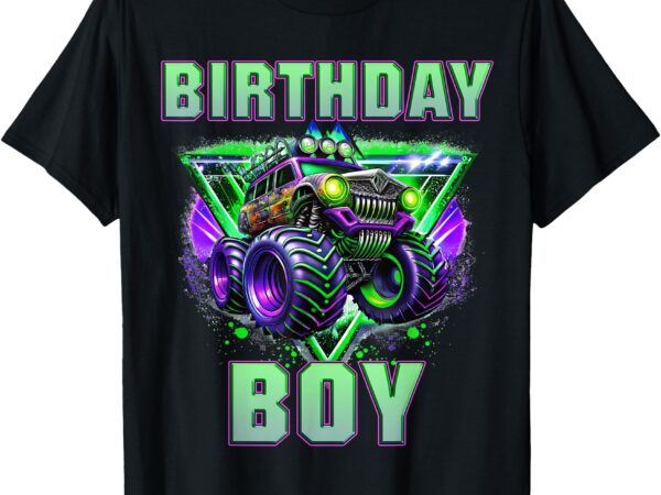 Birthday boy monster truck are my jam shirt bday party kids t-shirt