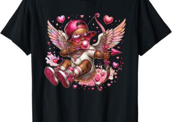 Black Cupid Blowing Bubble Black Valentines African American T-Shirt