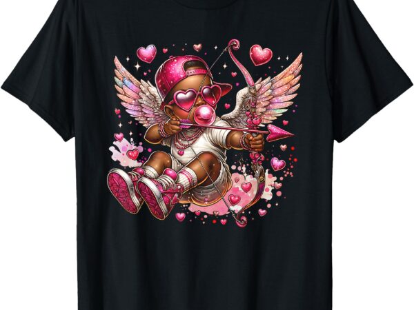 Black cupid blowing bubble black valentines african american t-shirt