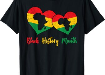 Black History Month African American Afro With Hearts T-Shirt