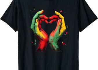 Black History Month heart African American black red green T-Shirt