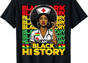 Black Woman Nurse Afro Retro Black History Month Women Gifts T-Shirt