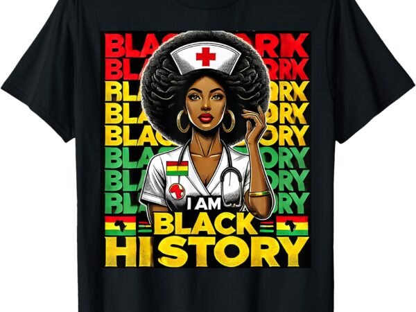 Black woman nurse afro retro black history month women gifts t-shirt