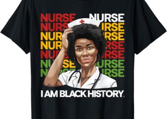 Black Woman Nurse Afro Retro Black History Month Women T-Shirt