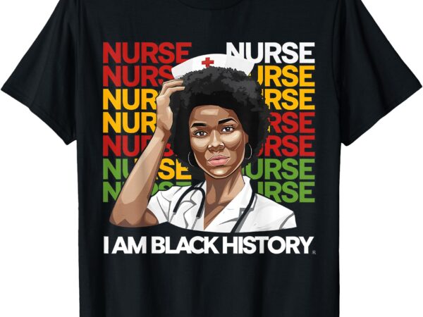 Black woman nurse afro retro black history month women t-shirt