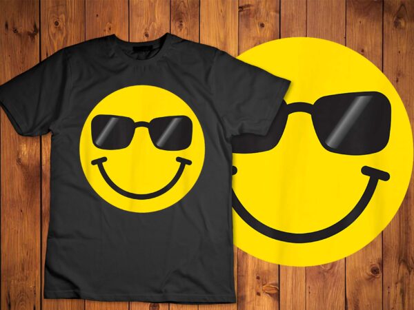 Funny smiling emoticon men women graphic happy face smile t-shirt disign